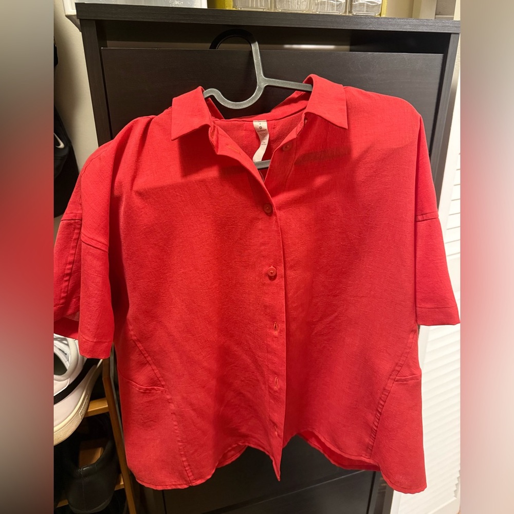 Lululemon Red Full Day Ahead top